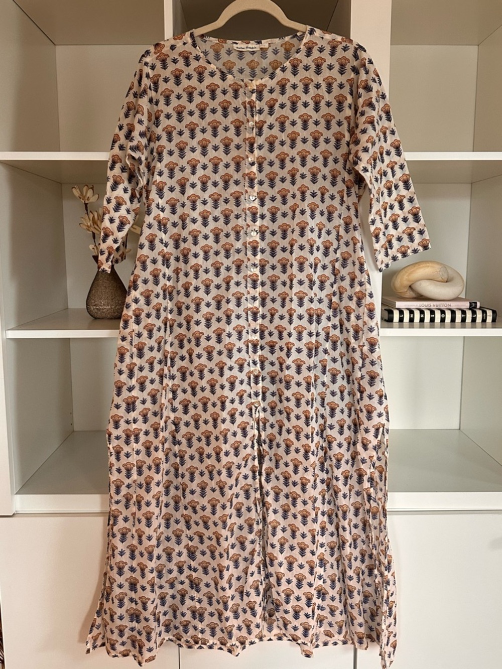 Roller Rabbit Cream Maxi Dress Summer Beach Cover-up